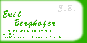 emil berghofer business card